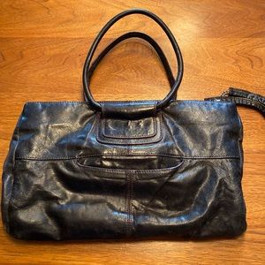 Hobo Retro style used super soft black leather pocketbook